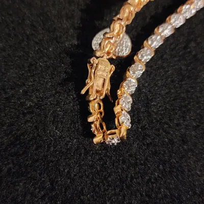 925 Sterling Silver Gold Tone Tennis Bracelet Great Condition