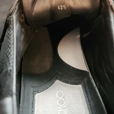 Vintage Authentic Jimmy Choo Raine Size 42 Black Leather and Mesh Lace Up Sneakers Made in Italy