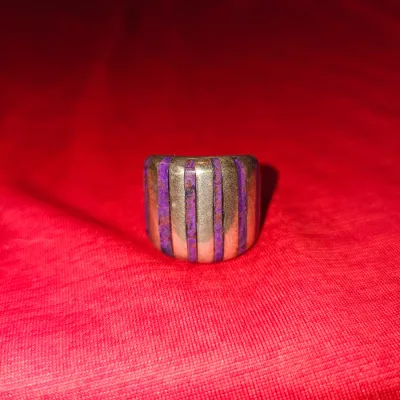 Vintage Gustermans Silvesmith Sterling Silver Inlaid Purple Stone Ring | Rare Piece