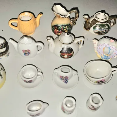 Vintage Miniture Tea, Dollhouse, and Trinkets Lot