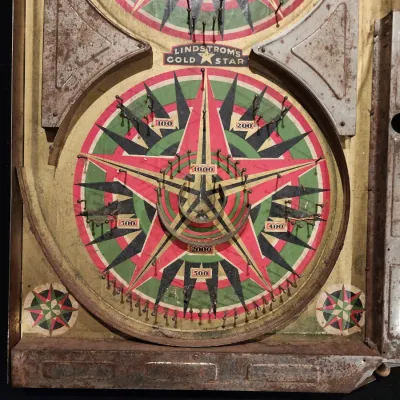 Vintage 1934 Lindstrom Gold Star Tabletop Pinball Marble Bagatelle Game Toy