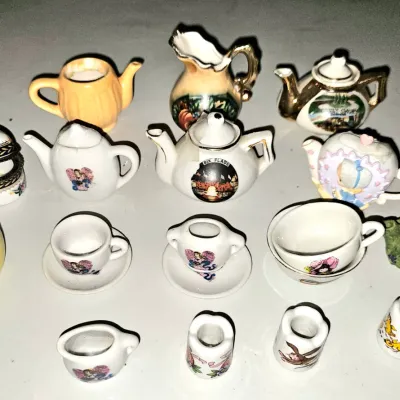 Vintage Miniture Tea, Dollhouse, and Trinkets Lot
