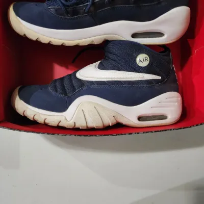 Vintage Nike Air Shake Ndestrukt Mens Midnight Navy White Blue Basketball Shoes Size 10