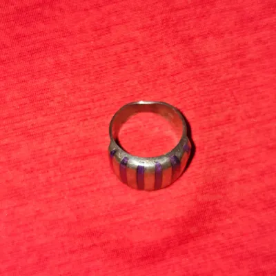 Vintage Gustermans Silvesmith Sterling Silver Inlaid Purple Stone Ring | Rare Piece