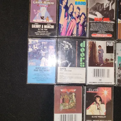 Vintage Cassette Tape Lot – Billy Joel, Elvis, Huey Lewis, The Doors, 70s-90s Pop/Rock