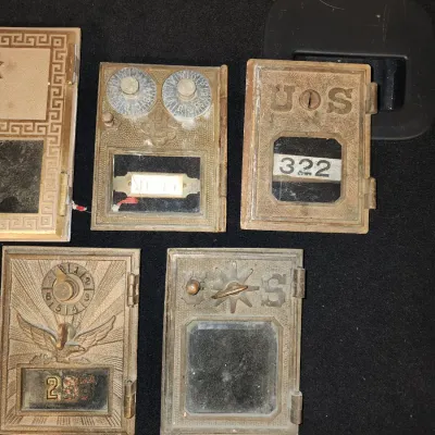 Vintage Brass Post Office Box Doors Lot Antique PO Mail Box