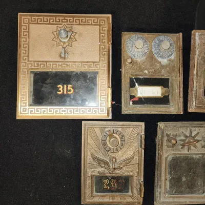 Vintage Brass Post Office Box Doors Lot Antique PO Mail Box