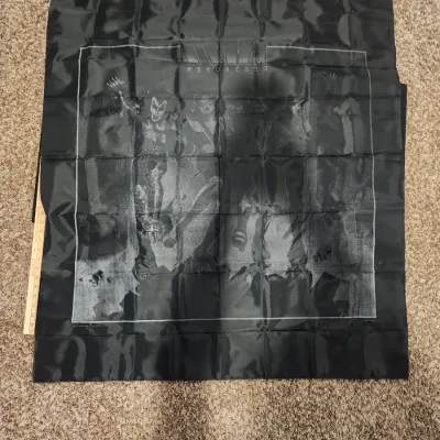 Vintage 1980s KISS Destroyer Tricolor Rock Tapestry Fabric Poster Banner 45x41 w/ Original Packaging