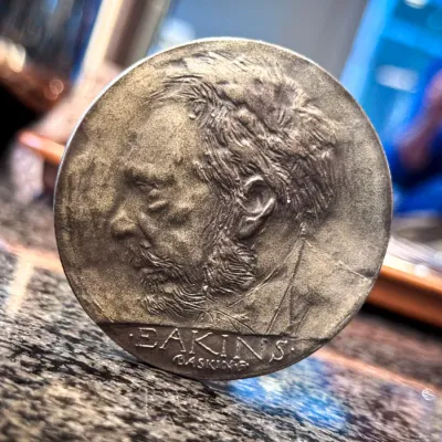 Sterling Silver 2.5" Leonard Baskin Medallion of Thomas Eakins