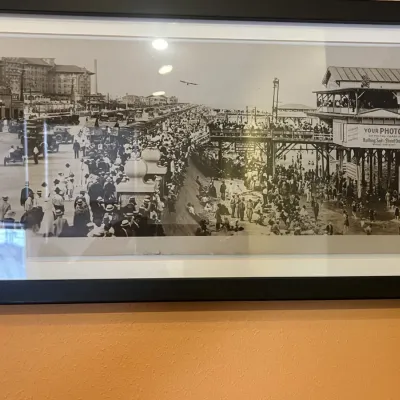 Old Galveston Seawall Photograph, framed