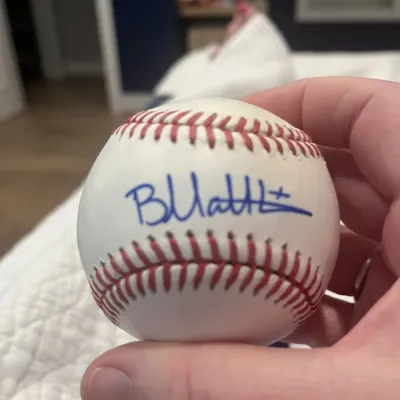 Brice Matthews  signed baseball