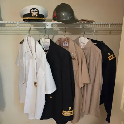 Assortment of U.S. Navy Uniforms, Caps & More (B3-JS)