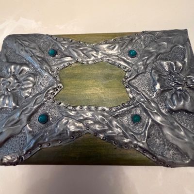 Art Nouveau Repousse Trinket Box and Metallic Artwork (PB-BC)