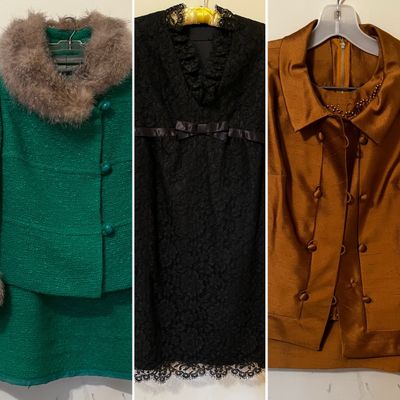 1960s Gino Rossi, Wool Boucle Set & Lace Dress (B3-KA)