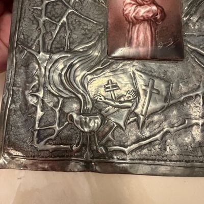 Art Nouveau Repousse Trinket Box and Metallic Artwork (PB-BC)