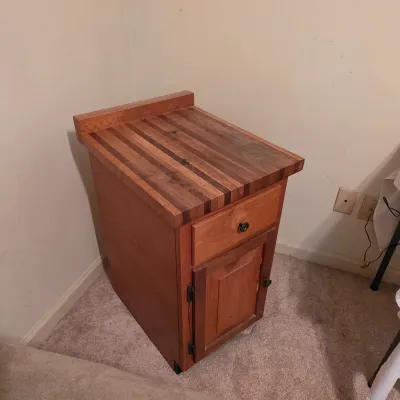 Wooden Side Storage Cabinet w/Butcher Block Top (B3-JS)