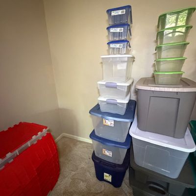 Very Large Collection of Lidded Storage Bins (B1-BC)