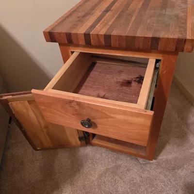 Wooden Side Storage Cabinet w/Butcher Block Top (B3-JS)
