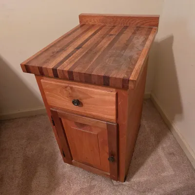 Wooden Side Storage Cabinet w/Butcher Block Top (B3-JS)