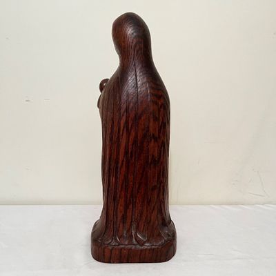 Hand Carved Folk Art Madonna & Child Statue (B3-KA)