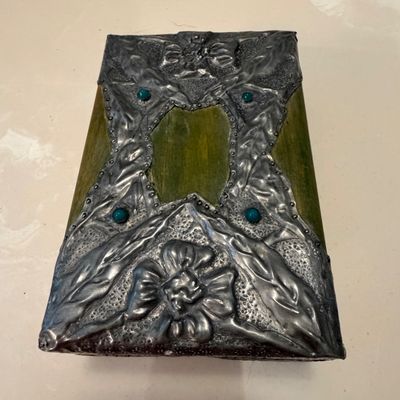 Art Nouveau Repousse Trinket Box and Metallic Artwork (PB-BC)