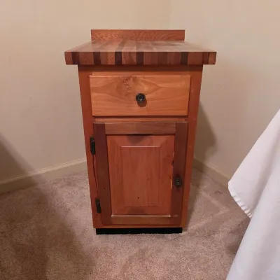 Wooden Side Storage Cabinet w/Butcher Block Top (B3-JS)