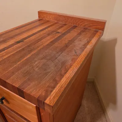 Wooden Side Storage Cabinet w/Butcher Block Top (B3-JS)