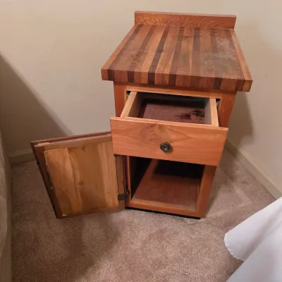 Wooden Side Storage Cabinet w/Butcher Block Top (B3-JS)