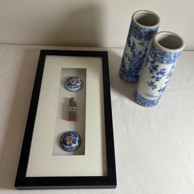 Assorted Chinese Porcelain Decor & Shadowbox (B2-SF)