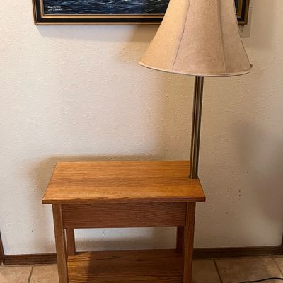 Side Table with Lamp Attachment