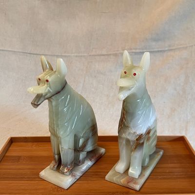 Pair of Vintage Green Onyx Bookends