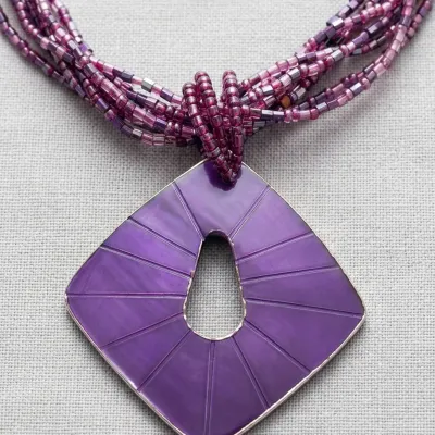 Coldwater Vintage Purple Multi-Strand Seed and Silver Necklace