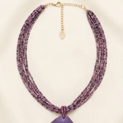 Coldwater Vintage Purple Multi-Strand Seed and Silver Necklace