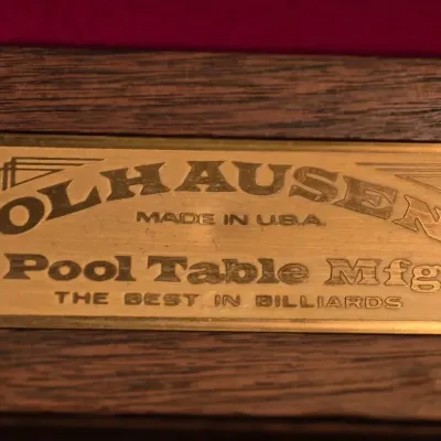 8-foot Olhausen St. Andrews billiards table - solid hardwood build, 2-inch premium slate, and ornate carving details with accessories.