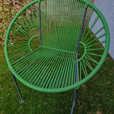 Innit Designs Concha Chair, Cord Weave on Wrought Iron Frame.
