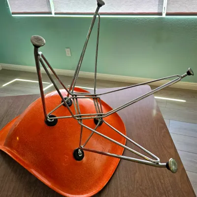 Eames for Herman Miller set of 4 molded fiberglass & chrome chairs, fantastic, authentic condition.
