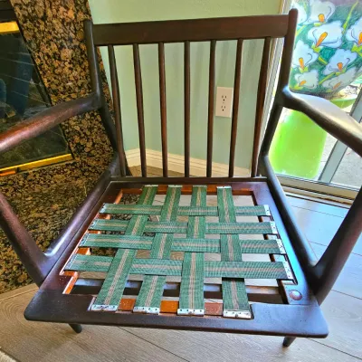 Mid-Century Danish Modern Lounge Chair & Ottoman in Beech & Boucle' by lb Kofod Larsen for Selig.
