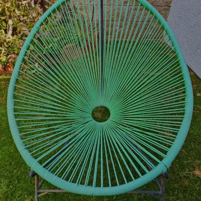 Innit Designs Acapulco Chair, Cord Weave on Wrought Iron Frame.