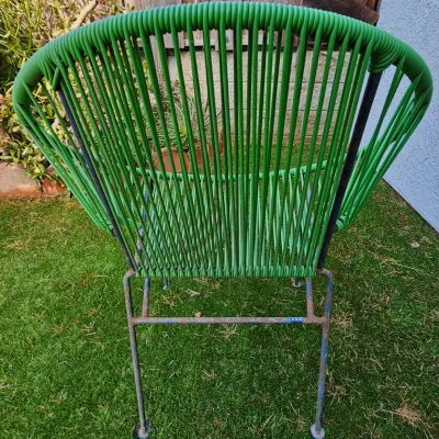 Innit Designs Concha Chair, Cord Weave on Wrought Iron Frame.