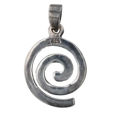 Sale Photo Thumbnail #205: Sterling Spiral Pendant On Snake 925 Sterling Chain & Pr. Earrings [2g]