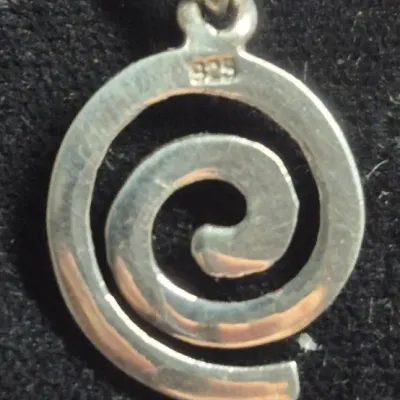 Sale Photo Thumbnail #204: Sterling Spiral Pendant On Snake 925 Sterling Chain & Pr. Earrings [2g]