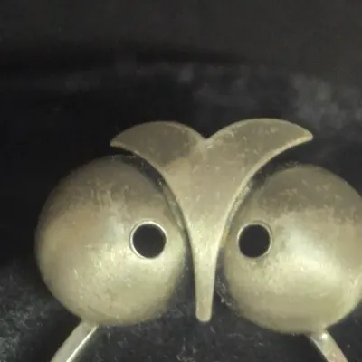Sale Photo Thumbnail #220: STUNNING VINTAGE ESTATE SIGNED DANECRAFT STERLING SILVER OWL 1.5" BROOCH!
