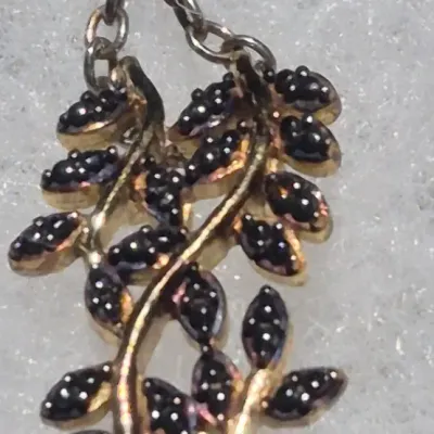 Sale Photo Thumbnail #331: VTG. D'Joy Sterling Silver 925 gold vermeil vines marcasite Pendant Necklace ~ marked