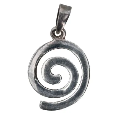 Sale Photo Thumbnail #206: Sterling Spiral Pendant On Snake 925 Sterling Chain & Pr. Earrings [2g]