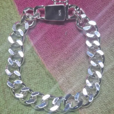Sale Photo Thumbnail #20: 925 Sterling Silver Color Bracelet Jewelry Heavy Thick Cuban Link Chain
size: 7.5"