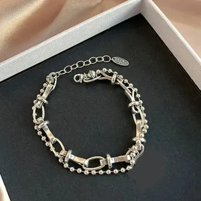 Sale Photo Thumbnail #303: Solid 925 Sterling Silver Bracelet for Women | Vintage Handmade Simple Bangle
marked Siam sterling
size 7.5"