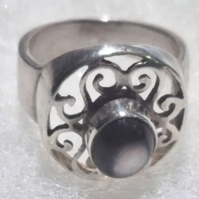 Sale Photo Thumbnail #165: Sterling Spinel Openwork Ring ]Sz 8 ]  7.2g
toned and restored to luster