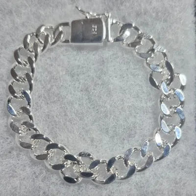 Sale Photo Thumbnail #19: 925 Sterling Silver Color Bracelet Jewelry Heavy Thick Cuban Link Chain
size: 7.5"