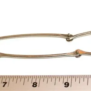 Sale Photo Thumbnail #17: Fantastic flawless vintage well made Modernist look abstract Necklace ~ custom made
Necklace is made of 8 custom hinged bars with a unique Interlocking closure
Pendant is 2.5" long / 2"wide.....nickel & copper
custom made unmarked....16" length