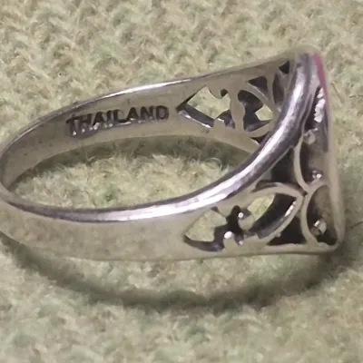 Sale Photo Thumbnail #126: Signed Sterling Ring Sz 7.~ 2.7g
Signed 'LIND' Thailand Sterling Ring Sz 7.~ 2.7g